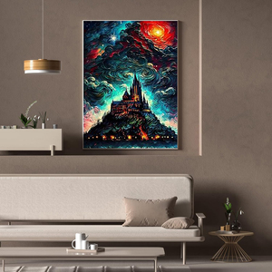 Pintura por Números, Castillo de Fantasía Nocturno, Kits de Pintura por Números, Arte de Pared Personalizado Hecho a Mano, Pinturas de Dibujos Animados - Product Image 2