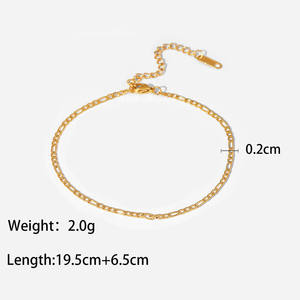 Non ternir cheville chaîne femmes <span class=keywords><strong>pied</strong></span> bijoux plaqué or 2MM élargir Figaro chaîne en acier inoxydable bracelets de cheville Bracelets - Product Image 6