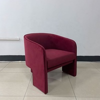 Fauteuils de luxe modernes en velours rouge, style nordique, pour salon, lot de 2