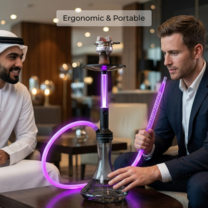 Cachimba con Logotipo Personalizado, Nueva Llegada, Luz Neón Morada, Base <span class=keywords><strong>de</strong></span> Cristal Transparente, Tubo <span class=keywords><strong>de</strong></span> Silicona, Control Remoto Electrónico - Product Image 4