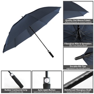 Parapluie de golf automatique 27 pouces, ouverture et fermeture automatiques, protection UV, imperméable, pour voyages en extérieur - Product Image 5