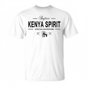 Camiseta Kenya Spirit Safari Blanca Unisex de Algodón con Cuello Redondo y Manga Corta, Diseño Gráfico de Elefante, Aventura Africana - Product Image 3