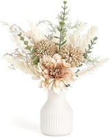 Fleurs Artificielles Modernes Faites à la Main, Petit Bouquet d'Eucalyptus, Dahlia, Pissenlit en Plastique pour Mariage, Décoration de Salon, Composition Florale de Qualité Supérieure