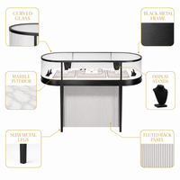 Vitrine à bijoux personnalisée en bois et verre, avec éclairage LED intégré, comptoir de présentation pour la vente au détail