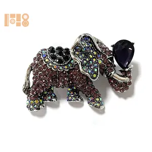 Crystal Lucky <span class=keywords><strong>Elephant</strong></span> Alloy Strass Elefant Tier Corsage Golden <span class=keywords><strong>Elephant</strong></span> Brosche kann als Halskette verwendet werden - Product Image 1