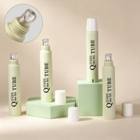 Tube de gloss à lèvres en PE de 19 mm, embout applicateur transparent, vert clair, couleur personnalisable, bouchon à vis, tube vide, impression offset, marquage à chaud