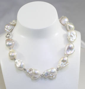 Collar de perlas de agua dulce pesada para mujer, joyería de 15x20mm, AA, nucleada bola de fuego, barroco, de verano - Product Image 3