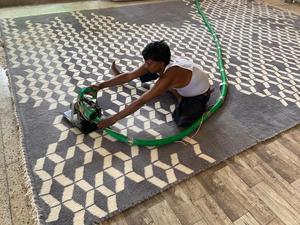 Tapis moderne en laine/soie noué à la main de haute qualité, motif géométrique jacquard, poils longs, extra épais, lavable, pour hôtel et décoration intérieure - Product Image 2