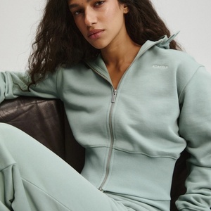 Sudadera con capucha personalizada con logo OEM, cierre completo, para mujer y unisex, de peso pesado, estilo oversize, informal, con estampado de letras - Product Image 4