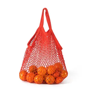 حقيبة شبكية من القطن قابلة لإعادة الاستخدام رخيصة مخصصة للخضراوات والفاكهة