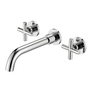 Grifo de lavabo moderno oculto de latón, mezclador de lavabo dividido con doble manija y grifos giratorios para baño - Product Image 2