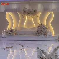 Panel de Luz LED de Fondo con Forma de Ola de Lujo SMS, Panel de Pared con Luz LED Curva Blanca de Neón para Decoración de Escenarios de Bodas y Eventos