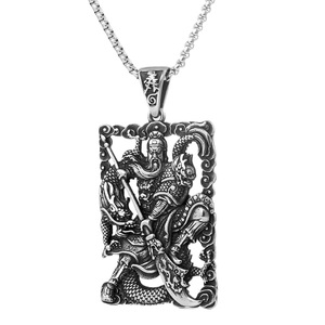 Collar con colgante de plata tibetana Guan Yu de yunnique, diseño de guerrero chino a la moda para hombre, joyería tallada en 3D, regalo - Product Image 5