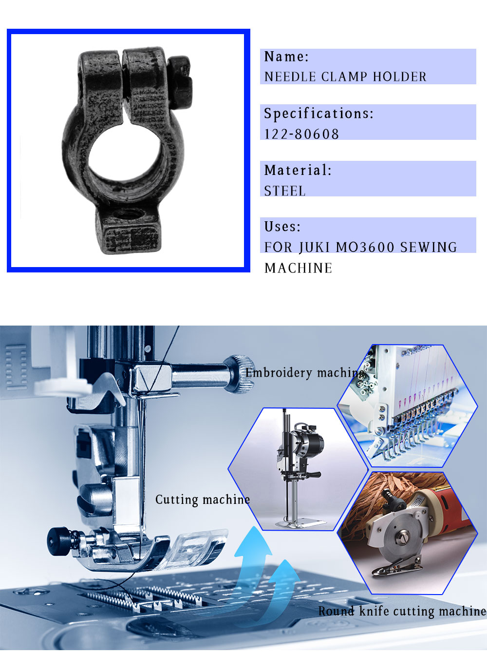 122-80608 Needle Clamp Holder for JUKI MO3600 Sewing Machine