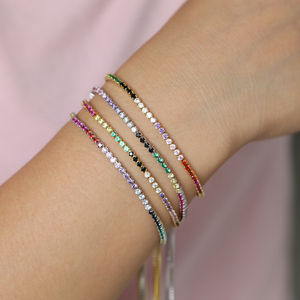 Bracciale Tennis con Zirconi Colorati <span class=keywords><strong>Arcobaleno</strong></span> Placcato Oro e Argento di Alta Qualità per Donna Gioielli alla Moda - Product Image 5