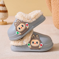 Nouvelles pantoufles pour enfants en tissu Rabu, mignonnes, antidérapantes, pour filles, automne-hiver, à bout détachable et lavable, en EVA, modèle parent-enfant