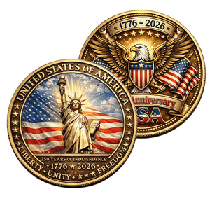 Pièce commémorative « 250 ans de liberté » – Artisanat métallique – Vie, Liberté et <span class=keywords><strong>la</strong></span> poursuite du <span class=keywords><strong>bonheur</strong></span> – Objet de collection souvenir - Product Image 5