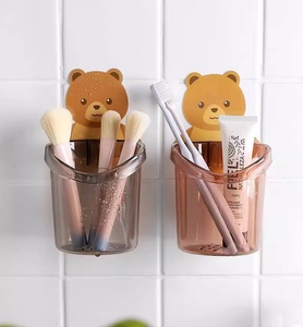 Bear <b>Wall</b> Mounted <b>Toothbrush</b> <b>Holder</b> Cup Punch Free Storage Rack Bathroom Supplies Organizer Bathroom - Product Image 6
