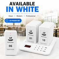 Système d'appel sans fil pour restaurant, 10 bipeurs, 433 MHz, portée 300 m, système d'appel rechargeable pour clients, idéal pour café, aire de restauration, bar