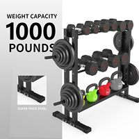 PROIRON Support de rangement multifonctionnel à 3 niveaux en acier pour haltères, kettlebells et plaques de poids, pour usage domestique et professionnel en salle de sport