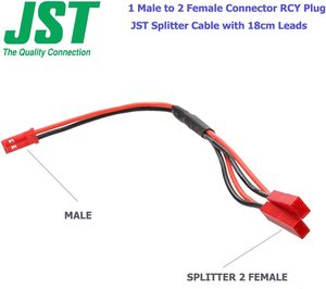 1公对2母连接器RCY插头JST分离器电缆，带18厘米引线 - Product Image 2