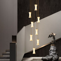 Lustre d'escalier en albâtre espagnol, petit modèle, pour villa auto-construite, coin d'escalier, salon, lampe décorative entièrement en cuivre