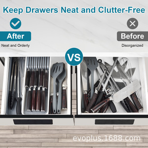 Knife Holder With Compartments Rectangular Standing Type <b>Kitchen</b> <b>Drawer</b> <b>Organizer</b> Storage Rack For Knife Block Kitchenware - Product Image 3