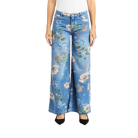Jeans chic et élégants à taille haute, imprimés floraux, style bohème, coupe droite et large pour femmes