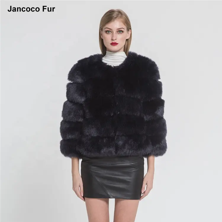 New Arrival Fashion Faux Fox Fur 5 Rows Crop Coat Winter Thick Warm Fake Fur Jacket