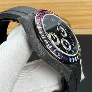 Rainbow Series Multi-functional Luxury <b>Watch</b> - Carbon Fiber <b>Case</b> with Gemstone Inlay - High-Quality Men's <b>Watch</b> - Product Image 4