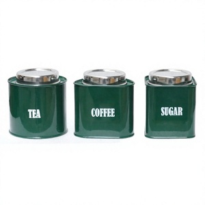Light in Weight Multipurpose Kitchenware Useful <b>Canister</b> <b>Set</b> Three Pieces Made in India Eye Catching Green Jars for Tea/Sugar - Product Image 1