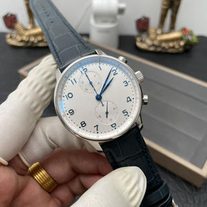 2025 Hot-Selling High-End Luxury Men's <b>Mechanical</b> <b>Watch</b> with Chronograph Function and Blue Hands Leather Strap - Product Image 3