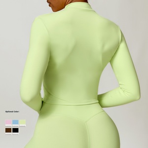 Maglia da <span class=keywords><strong>Allenamento</strong></span> Slim Fit per Palestra, Giacca Sportiva da Donna con Zip, Top a Maniche Lunghe per Yoga e Sport - Product Image 4