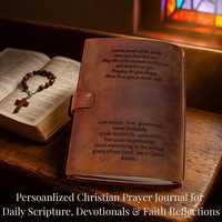 Carnet de prière en cuir personnalisé avec croix gravée