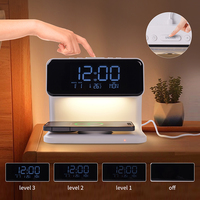 15W draadloos opladen Snel opladen Bedlampje Moderne tafellamp Luxe Touch-nachtkastjelamp Wake Light-wekker 6 LED