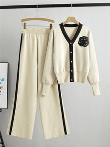 2025 nouveau lb automne hiver à manches longues Cardigan haut ample jambe large femmes pantalon deux pièces ensemble Fitness Sport porter femmes-acheter - Product Image 2