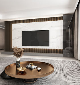 Panneau mural de télévision en pierre frittée, carrelage en céramique, salon, style moderne minimaliste, luxe léger, panneau de télévision en marbre - Product Image 3