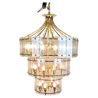Lustre en verre à 3 niveaux de style Mid-Century Modern, grand luminaire suspendu en forme de tour pour club, escalier, salon, salle à manger, villa, décoration