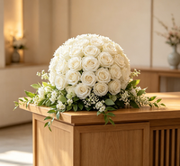 Boule de fleurs artificielles roses blanches, fausse composition florale pour centre de table de mariage, allée et décoration de scène de fête