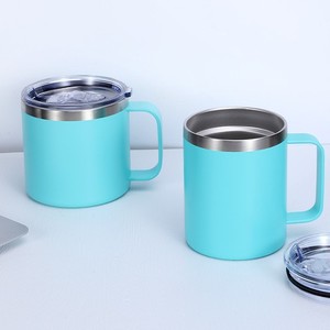 Open Top Wide Mouth Stainless Steel Double Wall Vacuum Mug Wide Mouth Straight <b>Drink</b> Cup With Handle for Office Daily Use - Product Image 1