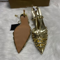 Sandales à lanières dorées métalliques sexy 2026 pour femmes, à bout pointu, talons hauts élégants, chaussures de soirée à bride arrière, vente en gros