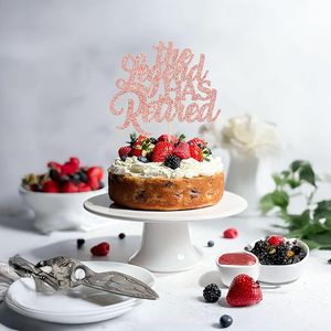 1 ชิ้น ที่ประดับเค้กสีโรสโกลด์กลิตเตอร์ ลาย The Legend Has Retired  สุขสันต์วันเกษียณ ลาก่อนความเครียด สวัสดีเงินบำนาญ ของตกแต่งเค้ก - Product Image 4