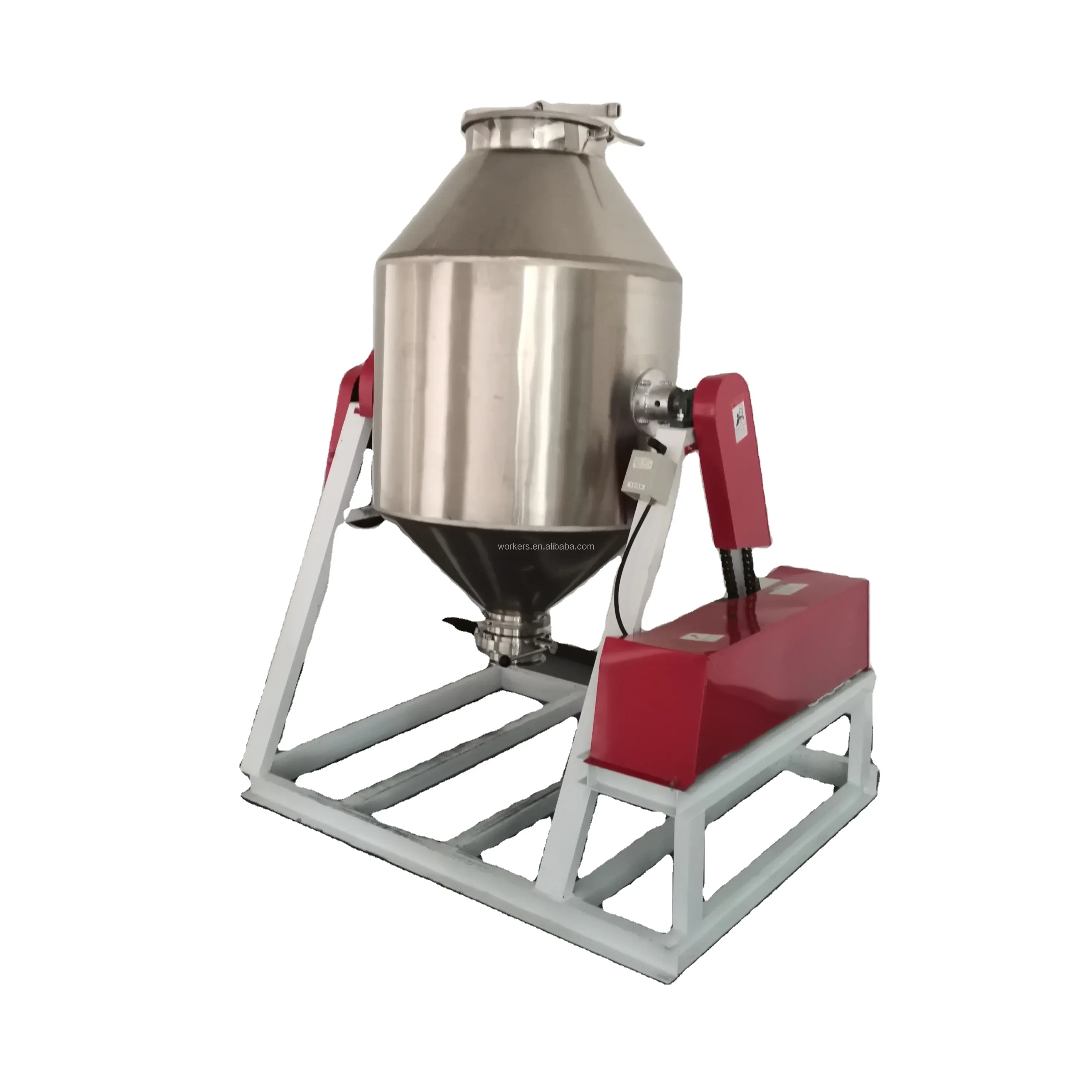 50l 100l Automatic Agitator Stainless Steel Waist Drum Feed Dry Powder Waist Drum Mixer Machine For Plastic