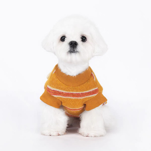 Pulls en laine doublés de polaire respirants rayés mignons pour chats et chiens Gilets chauds pour animaux de compagnie pour Bichon Frisé et petites races - Product Image 2