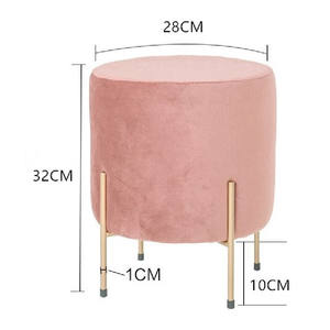 Otomana Elegante y Sencilla con Diseño de Patas Cromadas, Forma Redonda, Tapizada en Terciopelo, Mueble para Sala de Estar, Taburete y Otomana para el Hogar - Product Image 6