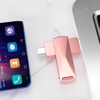 Grosir Swivel USB C Flash Drive 128GB 64GB kapasitas 32GB USB 3.0 Tipe C OTG untuk penyimpanan ponsel mendukung USB 2.0