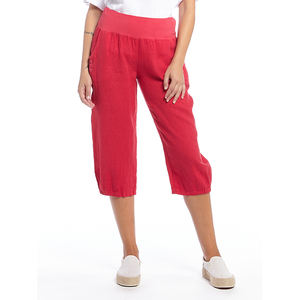 Women's Linen Long Casual Plus Size Pants with Elastic Mid Waist Closure Summer Flat Front Girl Trousers-Wholesale - Product Image 1