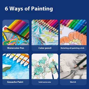 Deli 75403 öğrenci sanat malzemeleri Set suluboya kalemler renkli kalemler yağ pastel ve çocuklar için hediye kutusunda çizim kitabı - Product Image 4