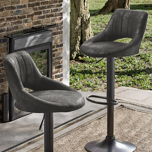 Taburete de Bar Comercial Moderno Giratorio y Ajustable con Asiento de PU, Patas de Metal y Estructura de Madera - Product Image 3