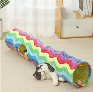 Tunnel di tela ecologico giocattolo movimento interattivo per animali domestici gattino auto-intrattenimento noia forniture per sgravi per gatti tenda sacco a pelo - Product Image 1